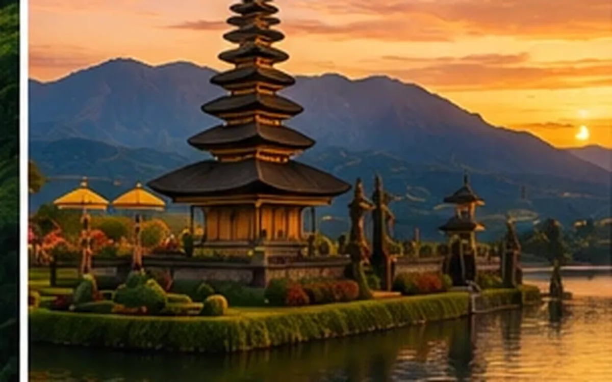 Indonesia – a Balinese water temple beside a lake, a popular Indonesian travel destination